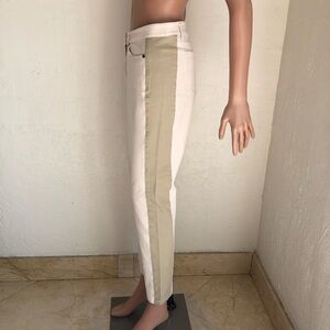 Eileen Fisher Organic Ivory/Tan Side Straps Denim Stretchy Pants Women’s Size M